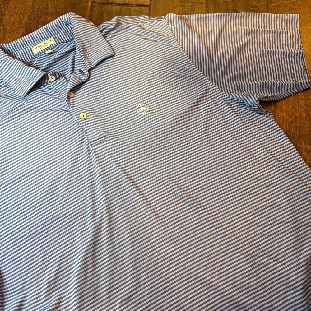 Peter Millar Summer Comfort Striped Polo Crown Embroidery Size Large Preppy Golf